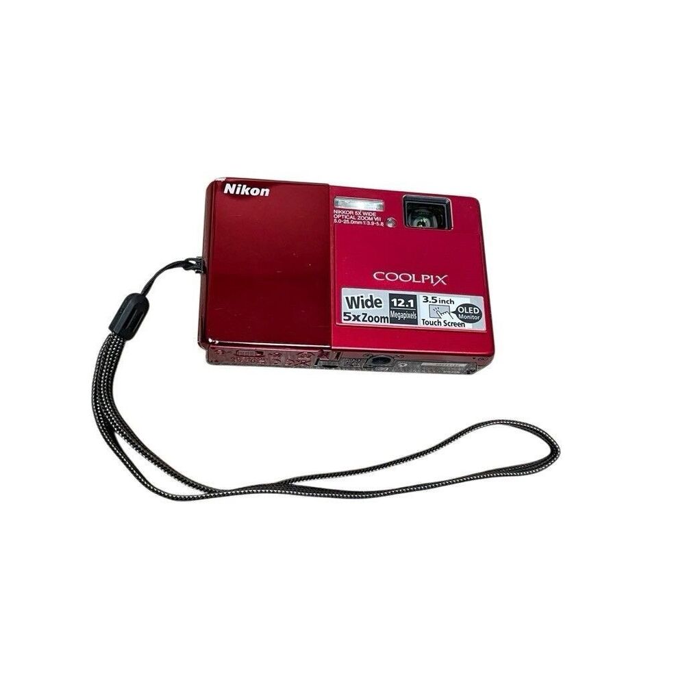 Nikon Coolpix S70 12.1 MP Red Digital Camera Bundle Case 8gb SD & Charger‎ Works